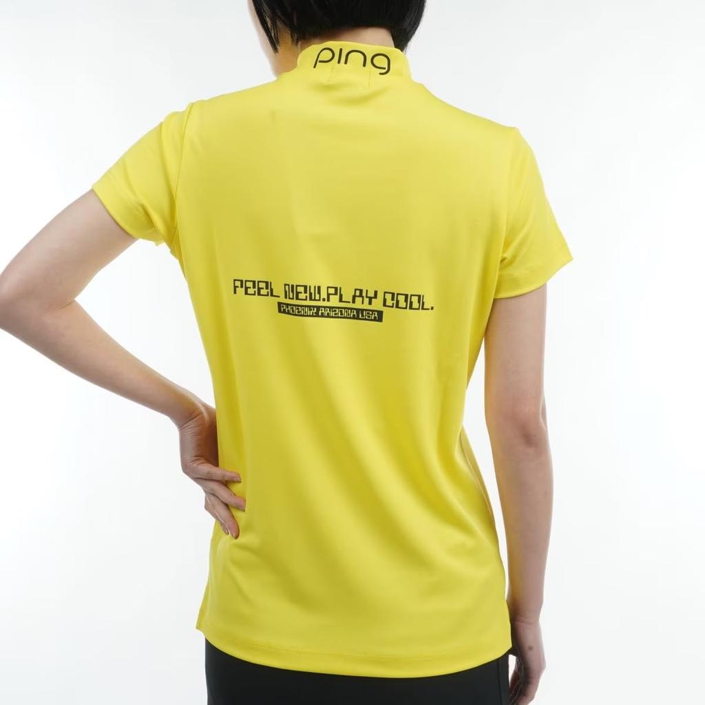 Ping Apparel Women's Short Sleeve High Neck Shirt (Moisture-Wicking, Quick-Drying, UV Protection) / Golf Undershirt / 622-4167204 060_Yellow, Size LL