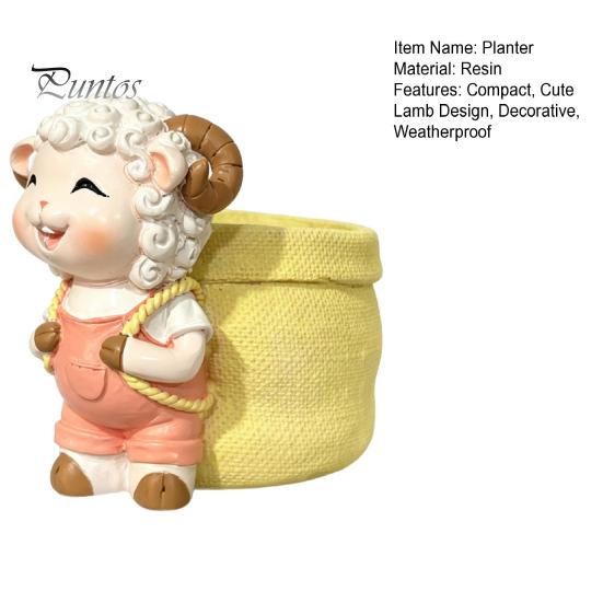 Cute Animal Succulents Holder Lamb Planter, Cartoon Sheep Carring Bag Plant Pot, Indoor Pot for Desk Small Resin Flower Succulents, Houseplants,