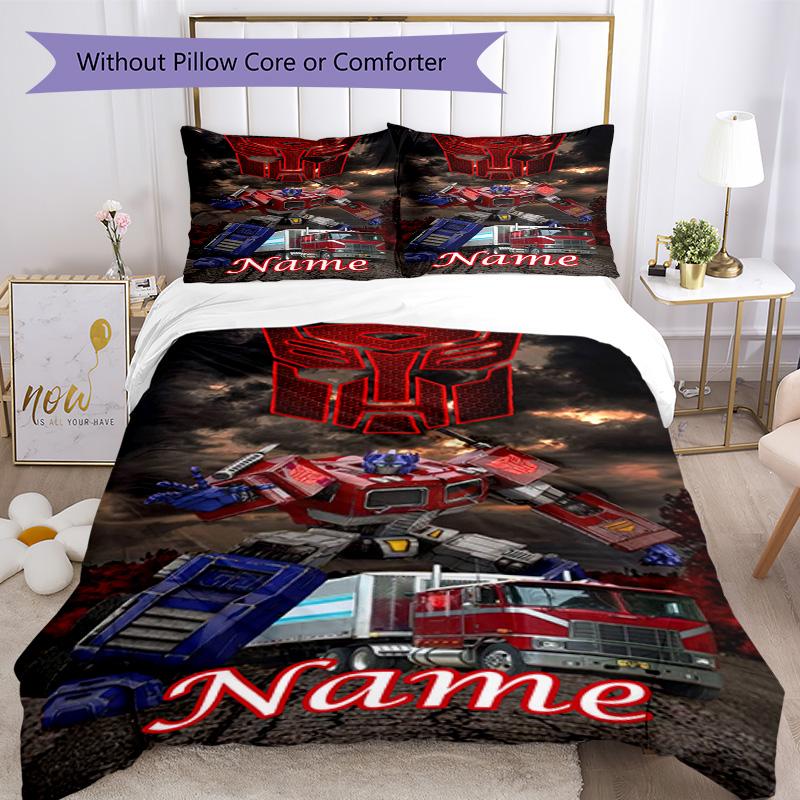 Transformers Fans (3) Customize Your Name Bedding Set Breathable Duvet Cover with Pillowcases Home Decoration Birthday Gift