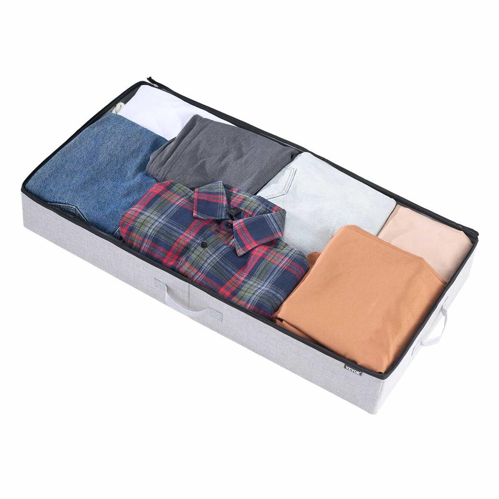 Under Bed Storage with Clear Lids, 850 x 430 x 120 mm, 45L Large Underbed Clothes Storage Containers, Low Profile Under Bed Drawer Shoe Organizer Bins