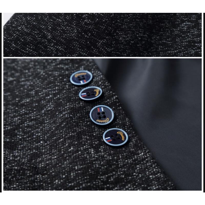 Herren Schlanke Passform Stehkragen Mehrknöpfig Lässiger Blazer Anzugjacke