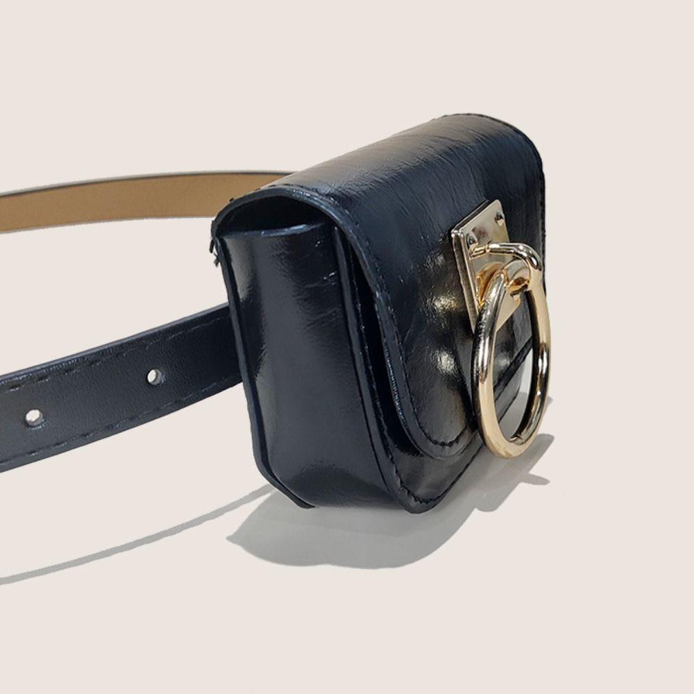 Zinc Zinc Alloy PU Leather Waistband Jeans Decor Waist Bag Fashion Belt with Waist Pack  Streetwear