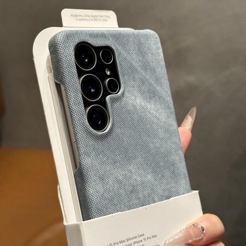 Cowboy Jeans Stoff Rüstung Rahmenloses Case Für Samsung S25 S24 S23 S22 Ultra Hülle Candy Denim Schutz Hülle Harte Handyhülle