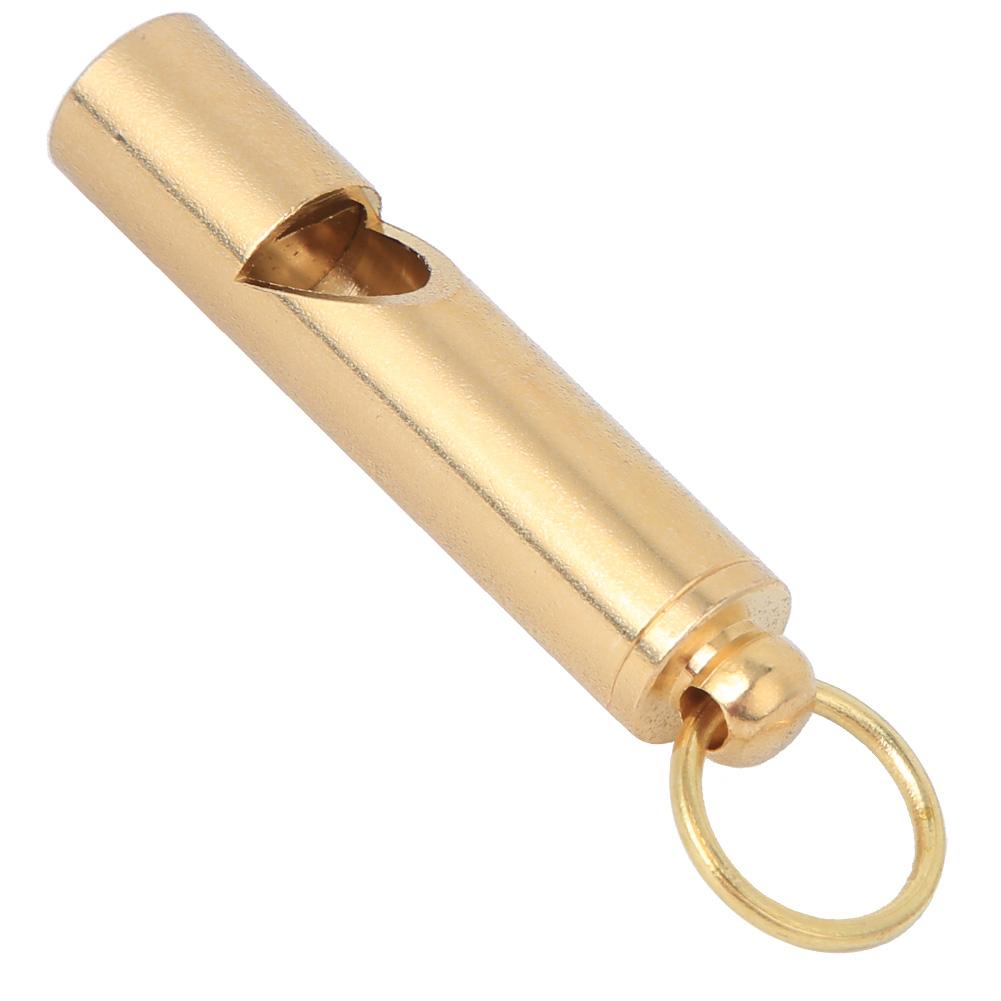 2PCS Yellow Handcraft Vintage Pure Brass Referee Survival Whistle Key Chain Pendant Outdoor EDC SuppliesYellow