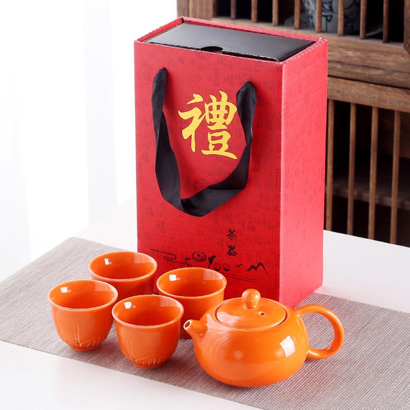 Kaki Ruyi Teeset, Kaki Teekanne, Teetasse, Kaki Geschenkbox, Handgeschenk, Jahrestagung, Firmensitzungsgeschenk, klein