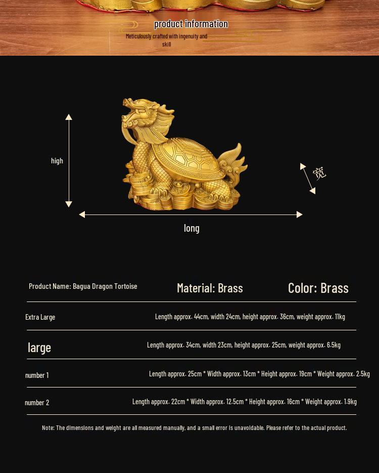 Pure Copper Dragon Turtle Home Decor - Bixi Baxia Wealth Attraction Ornament