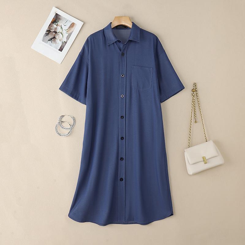 ZANZEA Damen Freizeit Hemdkleid mit Umlegekragen, locker, Sommer, Halbarm