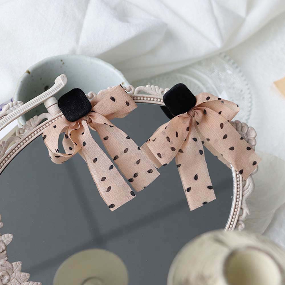 

Элегантные дикие ленточные шифоновые горошек модные ювелирные изделия бант серьги-гвоздики висячие серьги клипсы для ушей