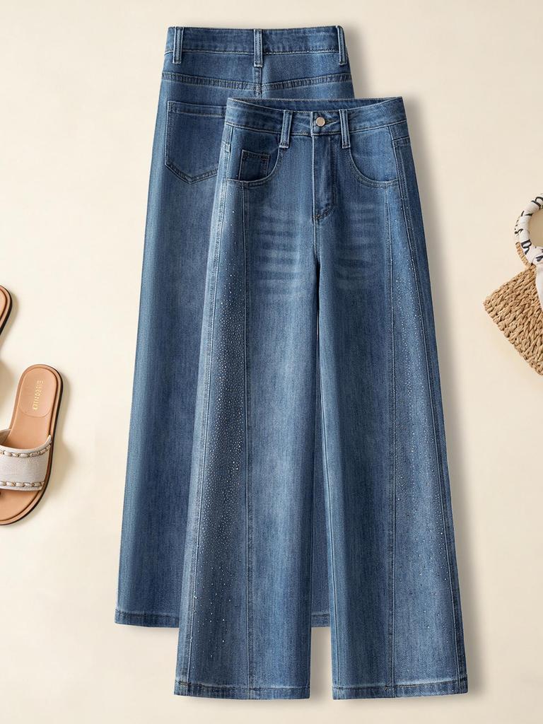 Women's High Waist Loose Drape Wide Leg Jeans for Spring/Summer 2026
