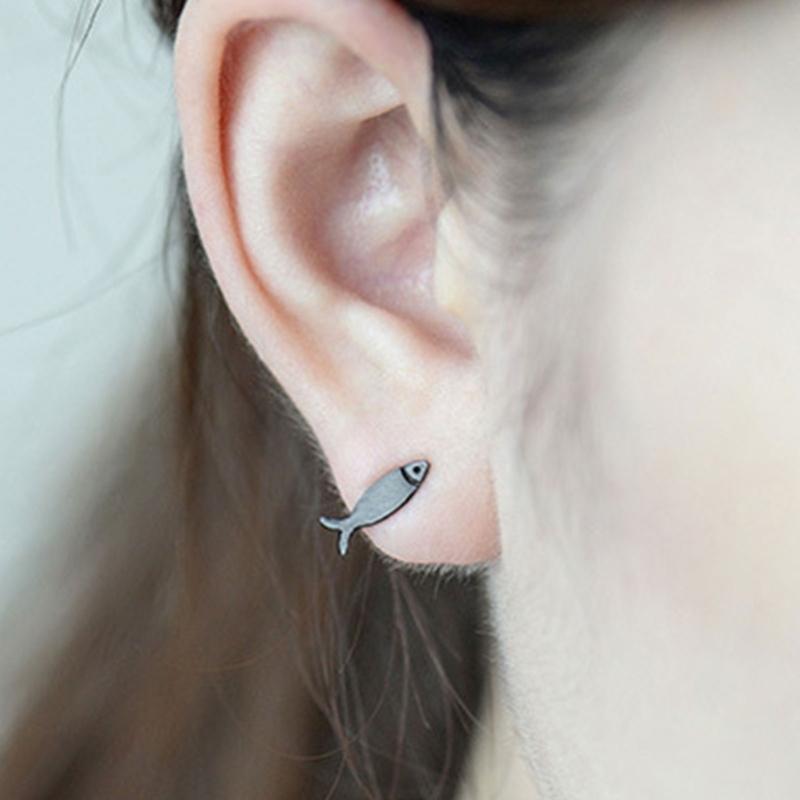 Asymmetrische Katze Fisch Ohrstecker Temperament Piercing Ohrringe Mode Party Schmuck Kleine Ohrstecker Weihnachtsgeschenk