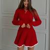 Completo da Donna in Maglia - Cardigan a Bottoni Manica Lunga + Minigonna a Ombrello (Primavera Autunno)