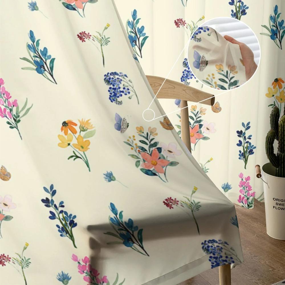 Gänseblümchen Lavendel Schmetterling Transparente Vorhänge zur Wohnzimmerdekoration Fenstervorhang Küche Tüll Voile Organza Drapierungen