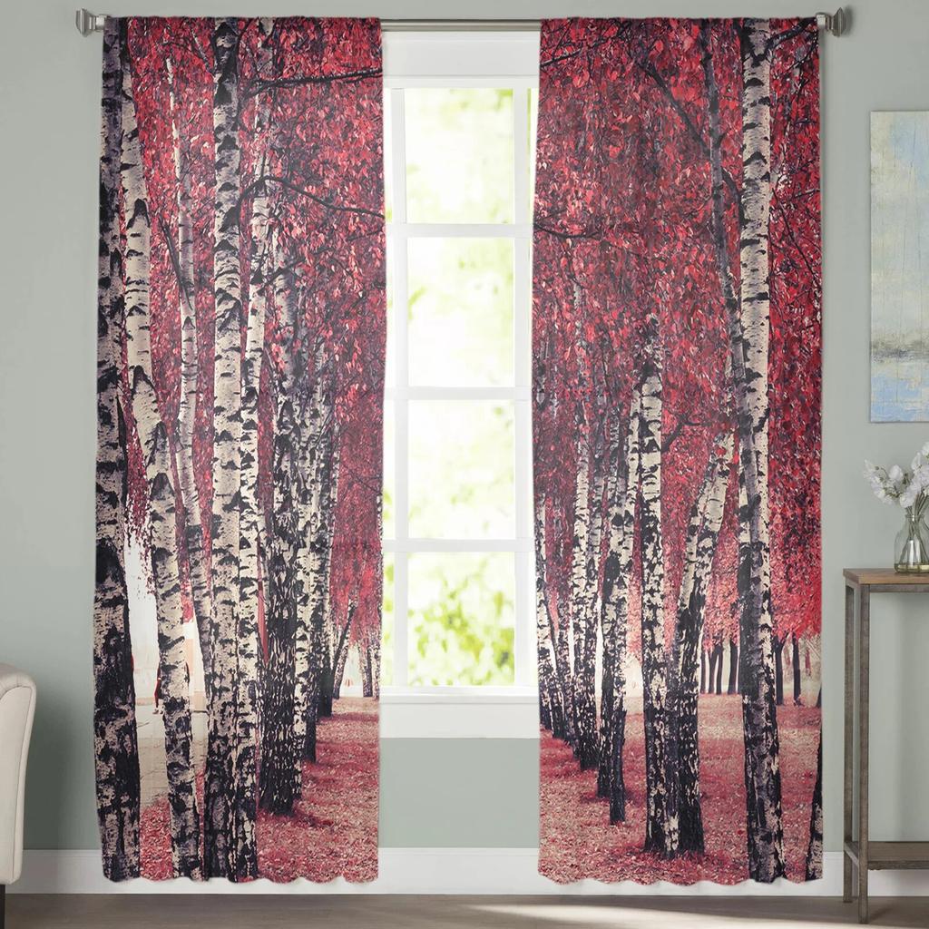 Fallen Leaves Natural Texture Modern Tulle Curtains For Living Room Bedroom Home Kitchen Window Sheer Curtains