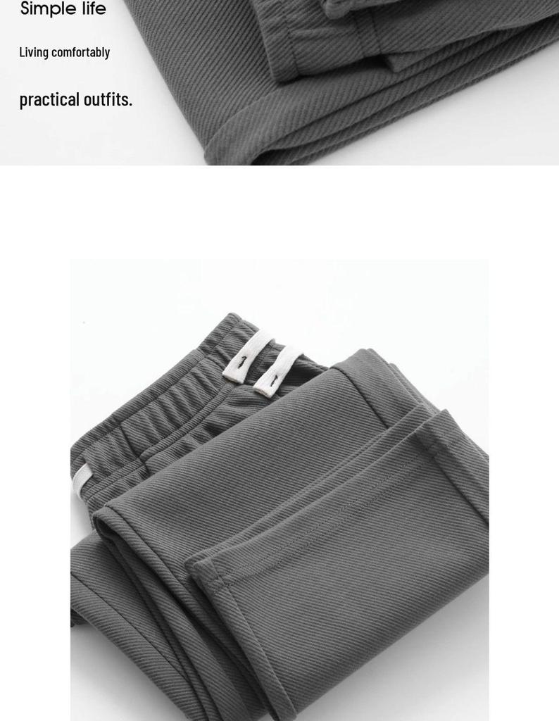 300g Schwere Dunkelgraue Unisex Gerade Bein Twill Jogginghose - Lässig, Vielseitig für Frühling und Herbst