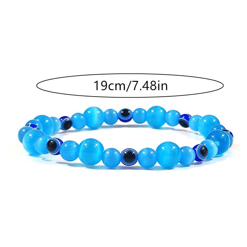 Cat's Eye Evil Eye Bead Bracelet, Versatile Single-Loop Bangle Jewelry