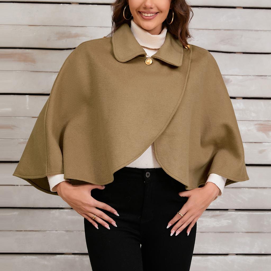 Women's Fashion Wool Tweed Jacket Short Versatile Cape Shawl