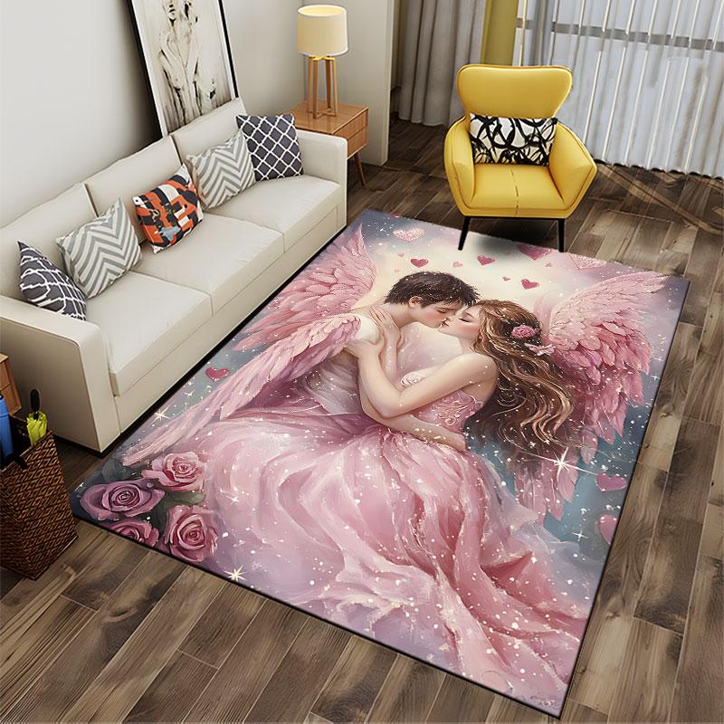 Romantic Angel Couple Carpet suitable as a non-slip mat for the living room or bedroom sofa