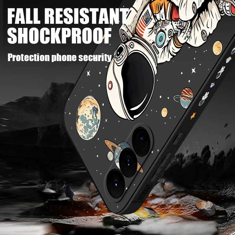 Soft TPU Lanyard Case For Samsung Galaxy S26 S24 S25 Ultra S23 S24 FE A17 A56 A55 A36 A15 A16 A25 5G Cute Astronaut Phone Cover