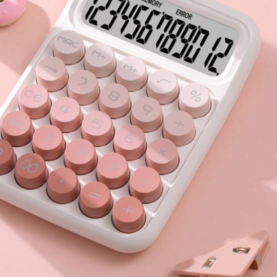 Mechanical Calculator with Large LCD Display Vintage Gradient Color 12-digit Desktop Calculator for Home Office