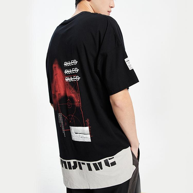 Li-Ning Badfive Basketball Series Abstract Dribbler Print Short Sleeve T-Shirt Men Tops Black AHSQ231-2