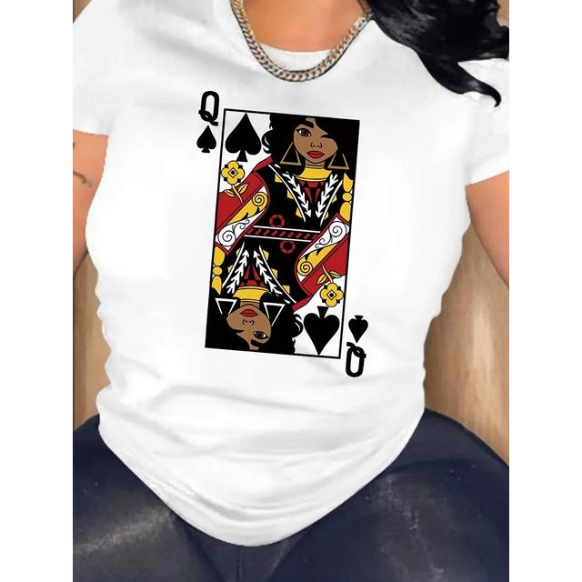 T-shirt With Graphic Print of Cards Queen Of Spades S