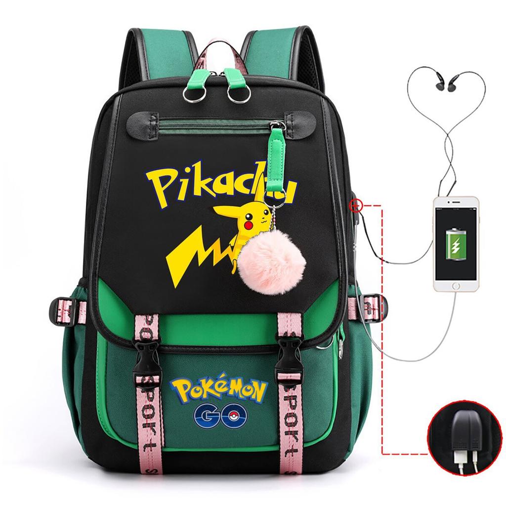 Contrasting Color Neutral Universal Schoolbag Cute Cartoon Print Primary And Secondary School Students Spine Protection Double Shoulder Usb Backpack