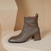 2024 New Boots Women Top Quality Genuine Leather Autumn Winter Boots Female Slip On Chelsea Boots Square High-heel Ankle Boots