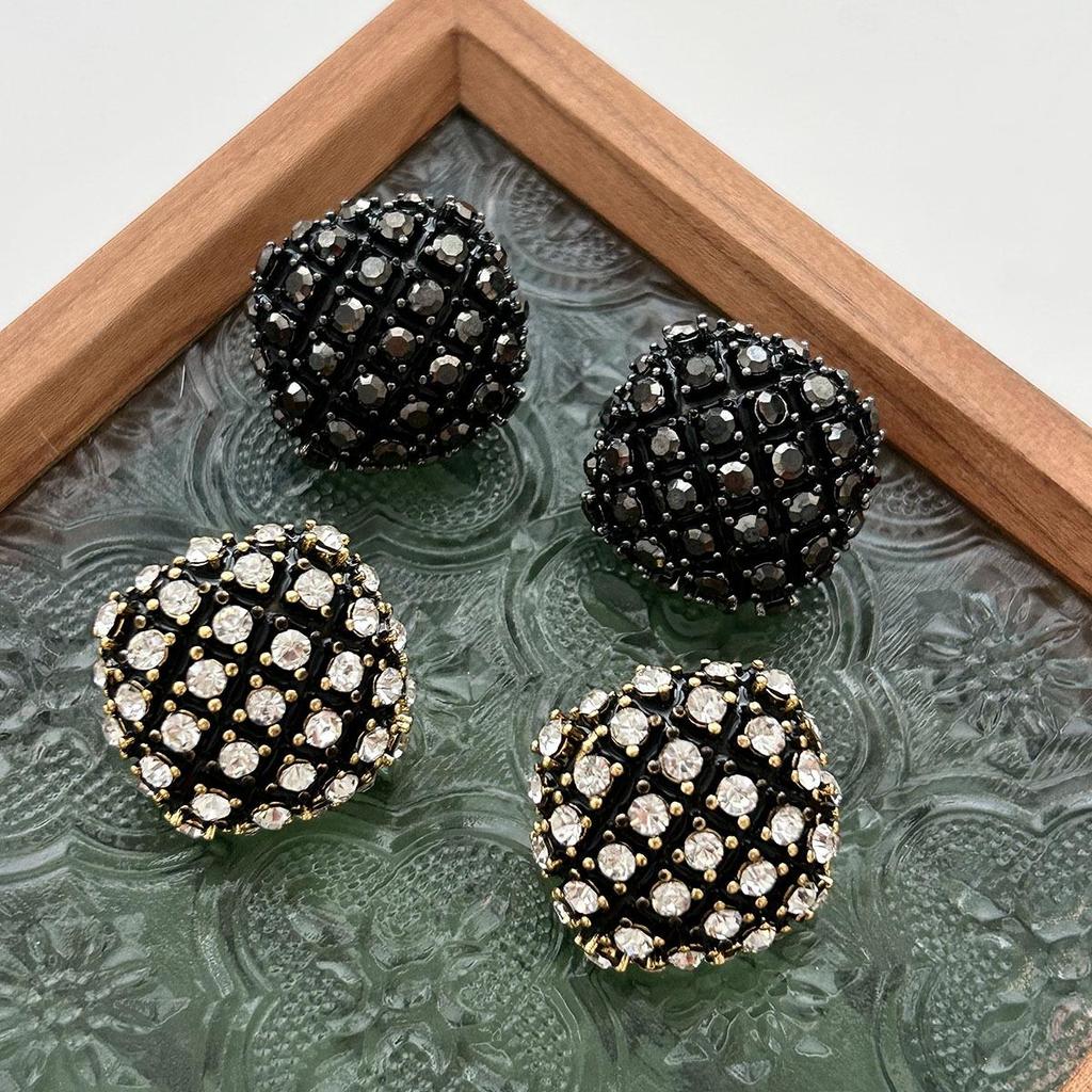 2025 Light Luxury Full Diamond Spherical Stud Earrings for Women - High-End Fashionable Design Jewelry