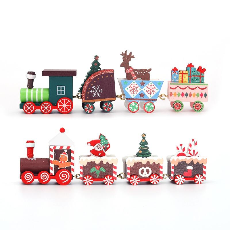 Christmas Train Ornaments, Christmas Party Decoration Wooden Small Train Ornaments for 2025 Home Decor Xmas Navidad Noel Gifts