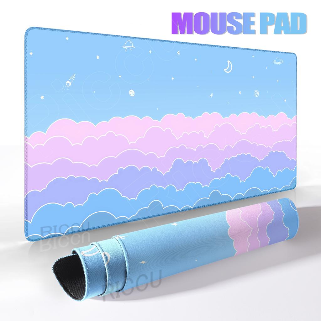 Skyscape Large Mouse Pad Pastel Purple Clouds Minimalist Mousepad Gamer Laptop Deskpad Office Accessory Desk Mat Cabinet Setup