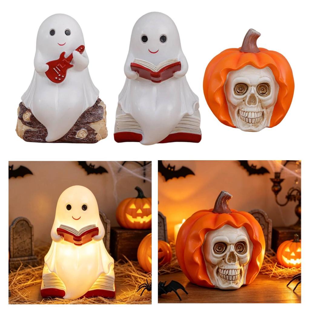 Halloween Figurine Tabletop Centerpiece Night Light for Home Shelf Holiday