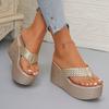 Women Sandals 2025 Summer New Trend Outdoor Beach Sandals Comfortable Gold Wedges Shoes for Women Design Casual Sandals BigSize