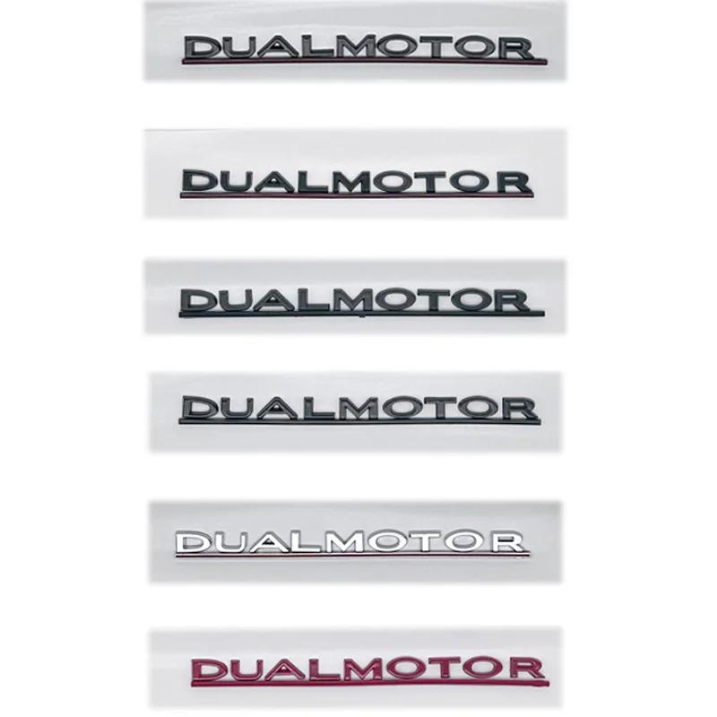 E2 DUAL MOTOR Underlined Letters Emblem for TESLA Model 3 Y S X Car Styling Refitting Trunk Badge Sticker Chrome Black Accessories