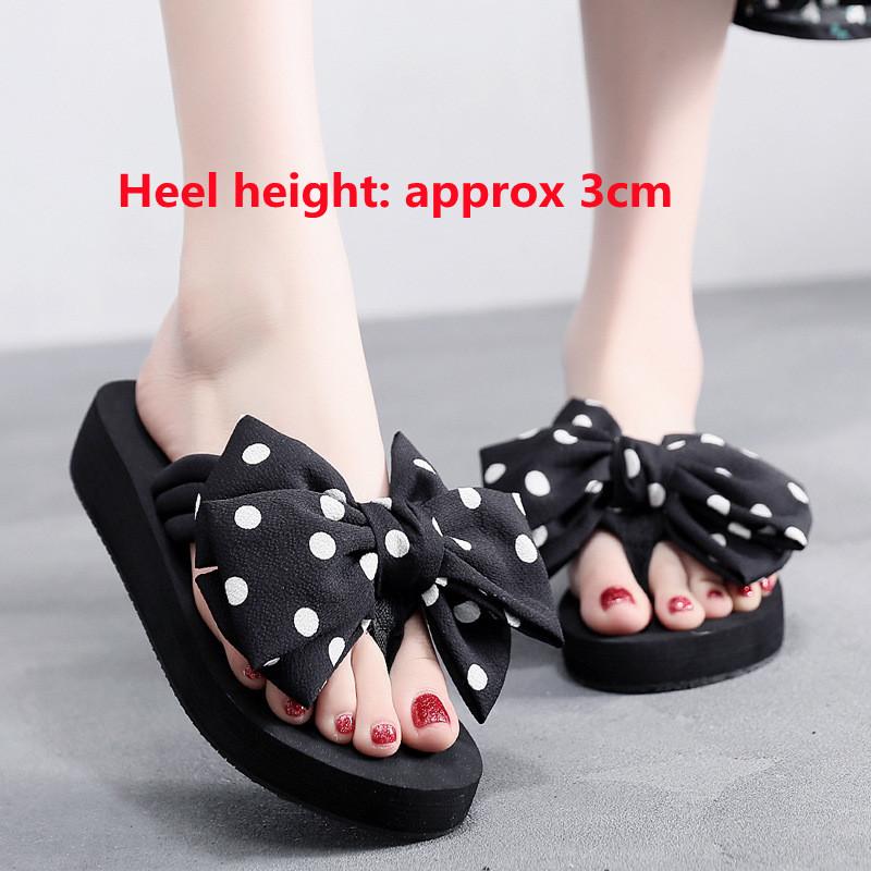 Fashion Women Summer Beach Flip Flops Bowknot Wedges Slippers Ladies Fashion Slides Soft EVA Platform Shoes Female High Heel Sandals