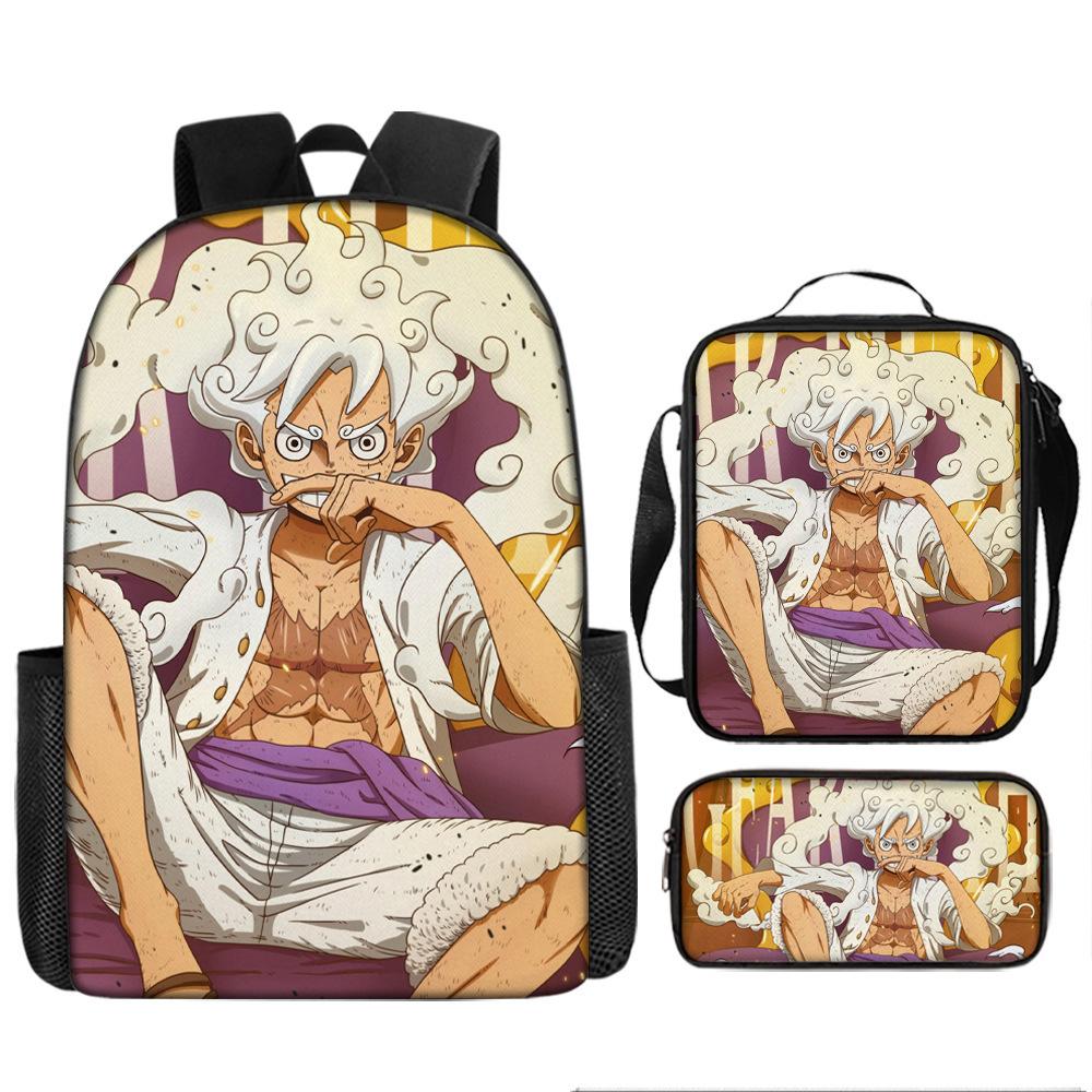 One Piece Cartoon Anime Rucksack Leichte Ergonomische Schultasche für Grundschüler Umhängetasche Federmäppchen Set