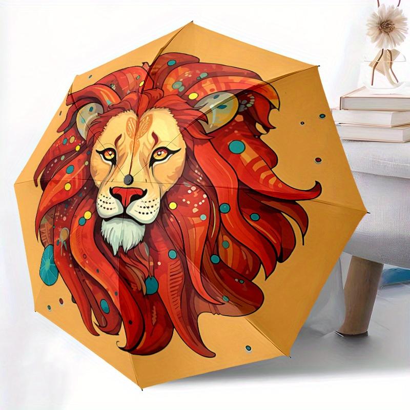 1pc Lion King Automatic Open/Close Umbrella, Portable Folding Umbrella for Travel, Themed Events, It is suitable as a gift for various festivals, Outd