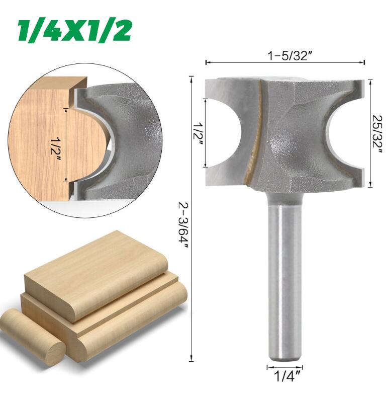 Half Round Side Cutter Bit Half Round Side Cutter Bit Woodworking Bit 1/4inch 1/2inch Shank