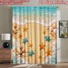 2D Flat Printing 2pcs Curtain Window Curtains Beach Starfish and Turtles Digital Printed Polyester Drapes Festive Holiday Use
