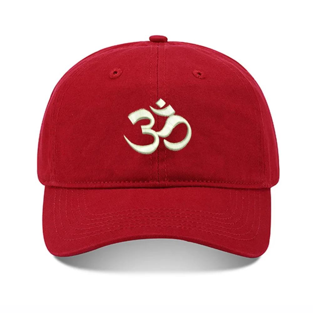 Lyprerazy Baseball Caps Yoga Aum Om Ohm Unisex Embroidery Baseball Cap Washed Cotton Embroidered Adjustable Cap