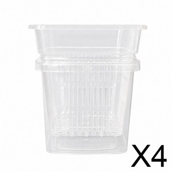 6xClear Orchid Pot 3 Pack, Square Polypropylene Slotted for Roots with Drainage System,