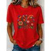 Fashion Women Retro Creative Colorful Flowers Print T Shirt Funny Casual O-neck Short Sleeves T-shirt Summer Female Tee Shirt