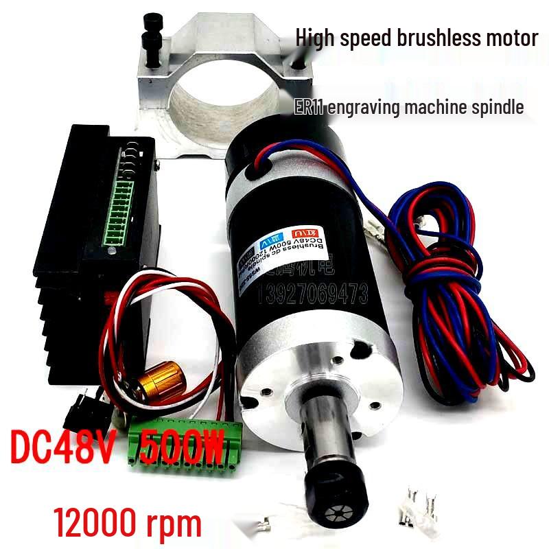 Motor de Eixo Elétrico Sem Escovas de Alta Velocidade ER11 500W para Acessórios de Máquina de Gravação DIY
