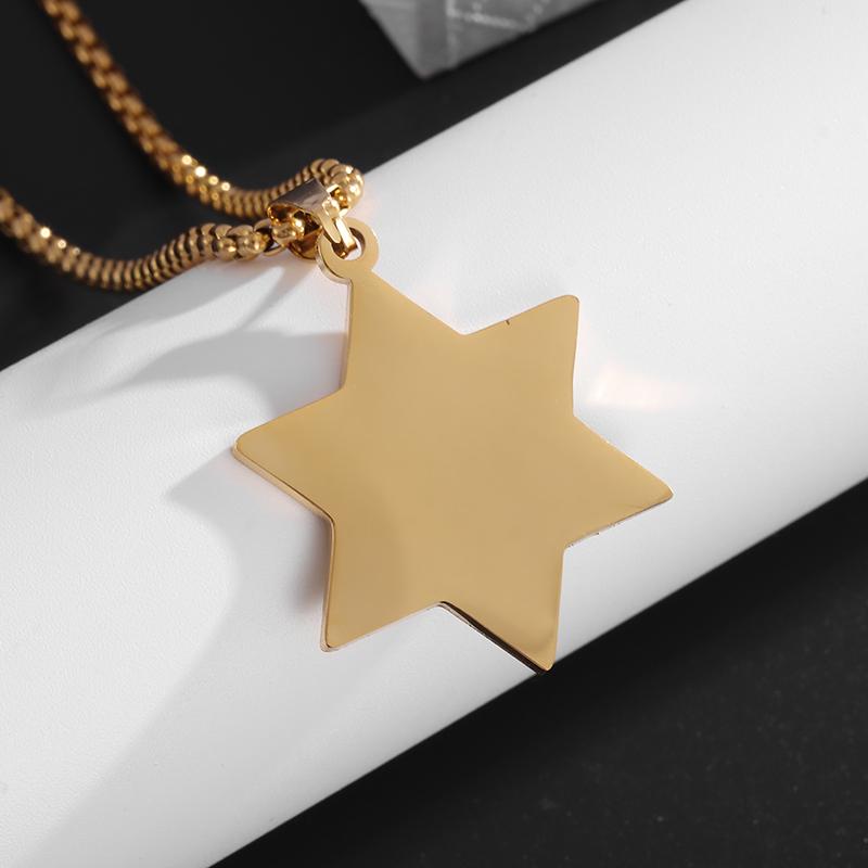 Stainless Steel Classic Geometric Polygonal Black Square Natural Stone Necklace Pendant for Men Fashion Casual Punk Jewelry Gift