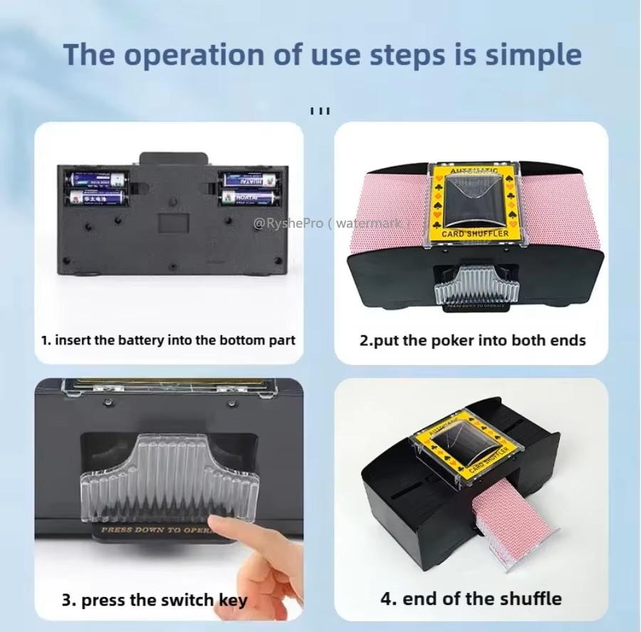 Manual/Battery/USB Card Shuffler Hand Crank/Automatic Card Shuffler for UNO Skip-Bo Blackjack Cards Game, 2 Decks of Poker Cards