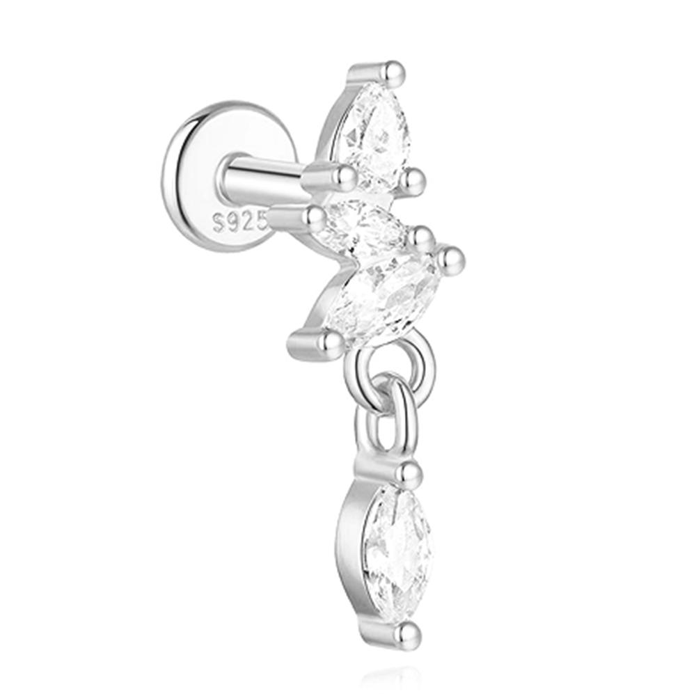 925 Silver Full Ear Dainty Piercing Ear Lobe Stud Earring for Women Helix Flat Earring Ear Bone Studs Fine Jewelry