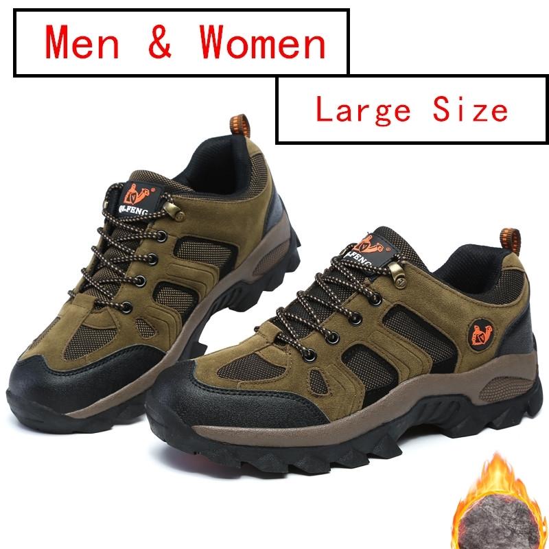 2025 Men Hiking Shoes Women Warm Fur Sneakers Lace Up Plush Spring Summer Boys Walking Lager Size Adult Outdoor Footwear Winter