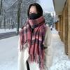 Winter Christmas red atmosphere soft waxy scarf female couple style holiday gift high sense angola red plaid shawl