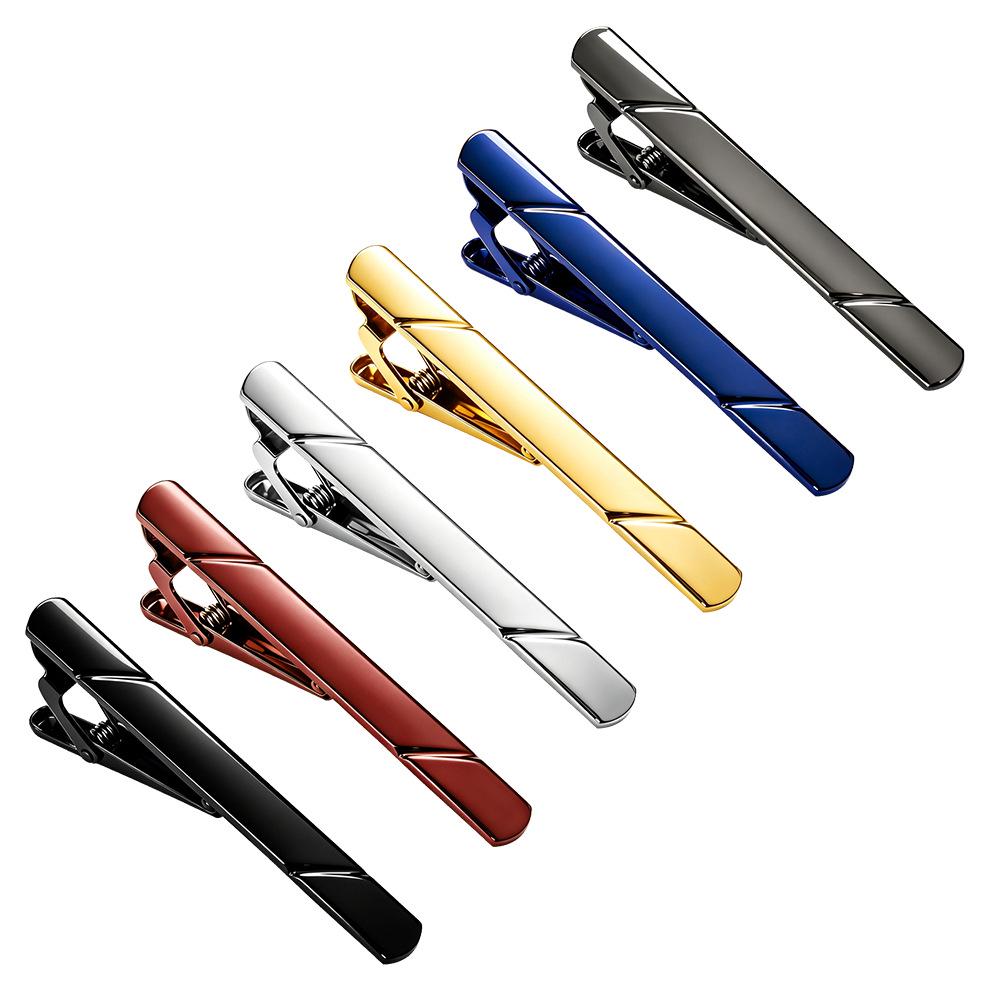 Men's Striped Electrophoretic Copper Tie Clip for Business Attire