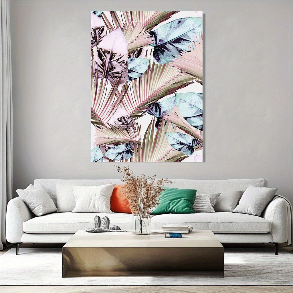 Pink leaf modern living room decorative painting plant hanging painting bedroom sofa background wall canvas painting