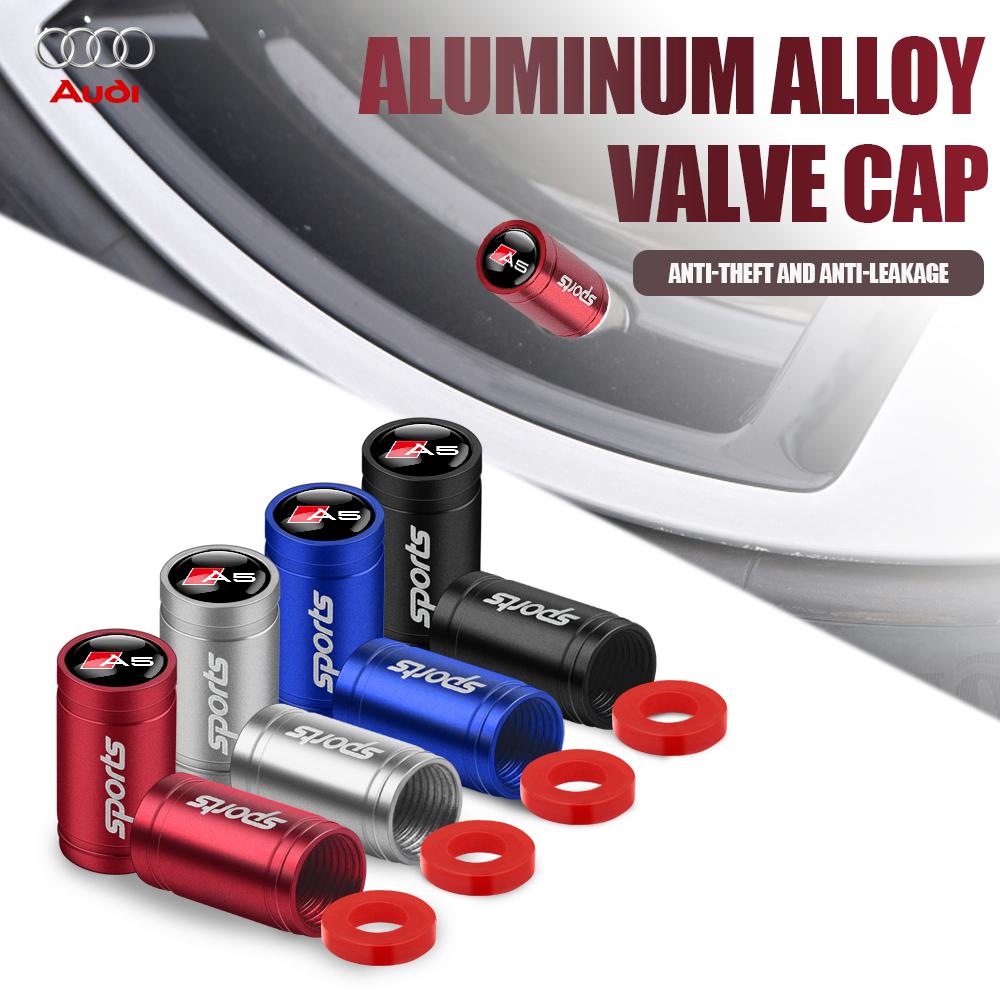 For Audi 8V4Pcs Auto Tire Valve Caps Decor Car Motorcycle Bicycle Wheel Hub Valve Stem Cover For Audi TT S Sline RS A1 A3 A6 A5 A7 A8 Q3 Q5